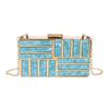 New Acrylic Banquet Bag Cross Border Banquet Handheld Gold Evening Bag Fashion One Shoulder Spliced Metal Small Square Bag