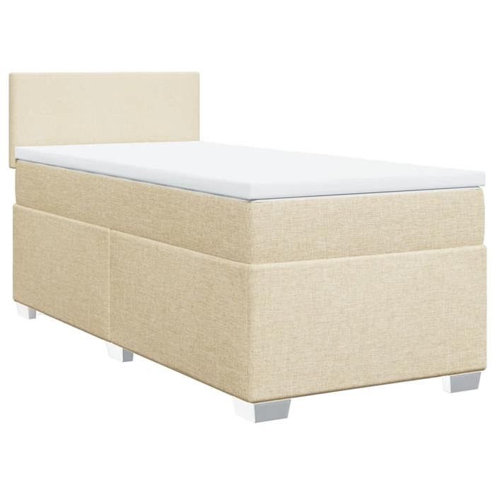 Maison Exclusive - Bed Slat Base and Mattress Cream 90x190 Cm Fabric