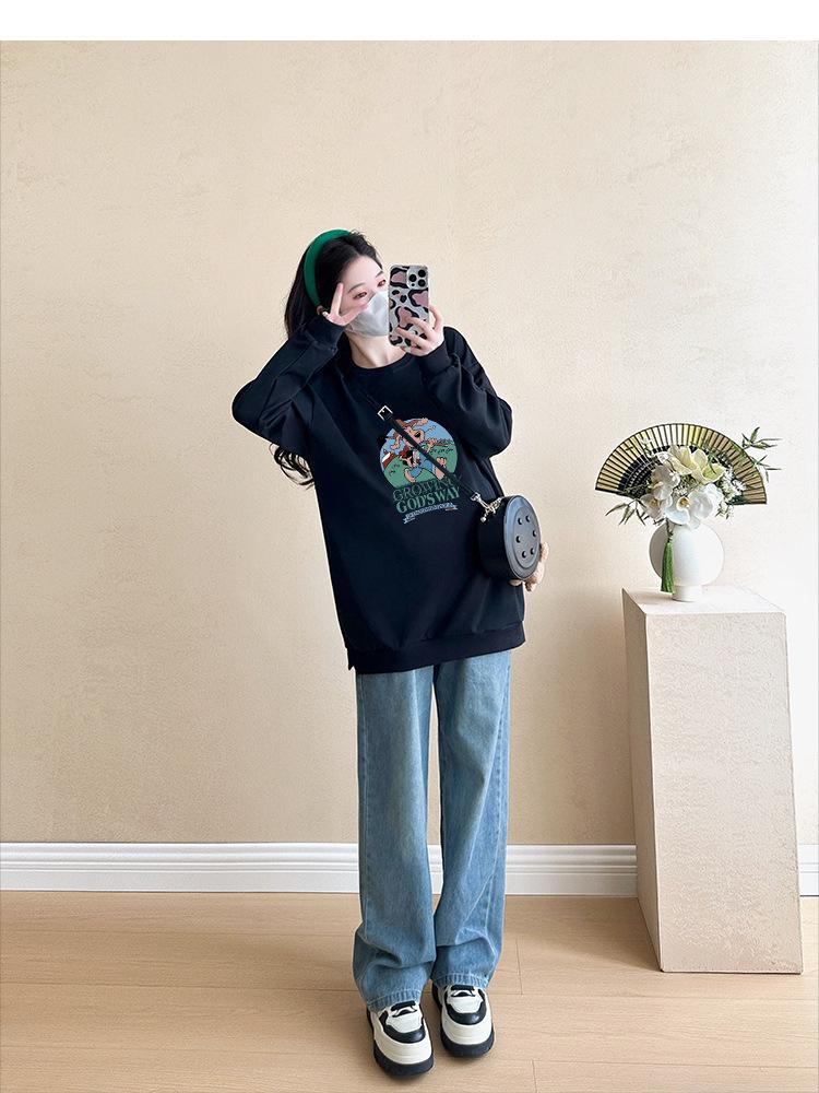 Umstandsmode 2025 Herbst/Winter Fashion Bauchbedeckendes Sweatshirt & Jeans Zweiteiler