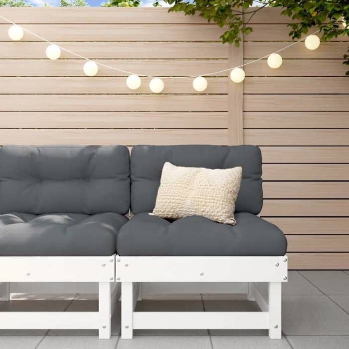 VidaXL Center Sofa with Cushions White Solid Pine Wood, Garden Sofa, Garden Seat, Outdoor Seat, Sofa 825430
