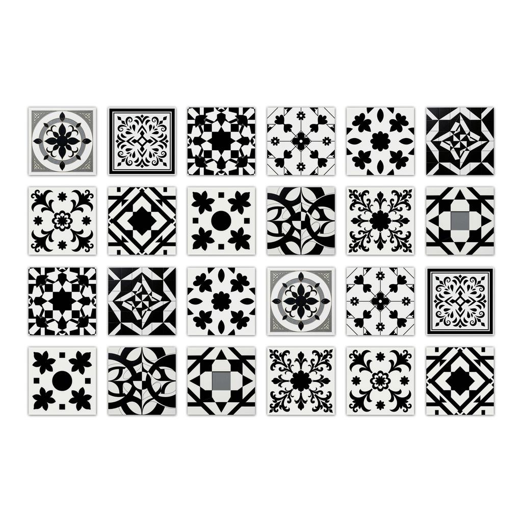 24pcs Mandala Wall Stickers Kitchen Self-Adhesive Waterproof Tile Stickers Bathroom Decor Moroccan Pvc Decal
