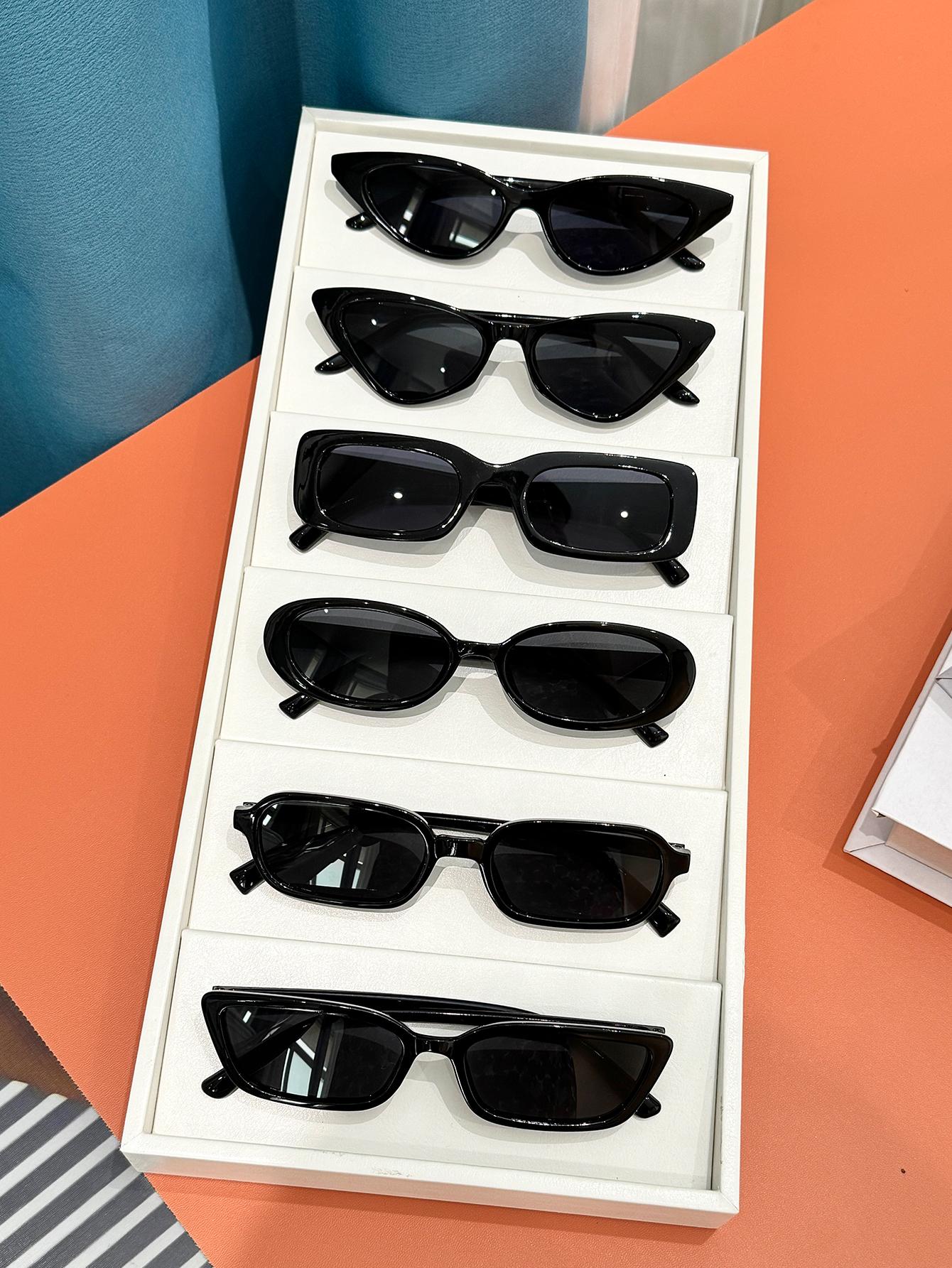 6Pcs Simple and Fashionable Mixed Frame Black Glasses Set Casual Fashion Decorative Glasses/Lightweight Glasses/Durable Pc Mater