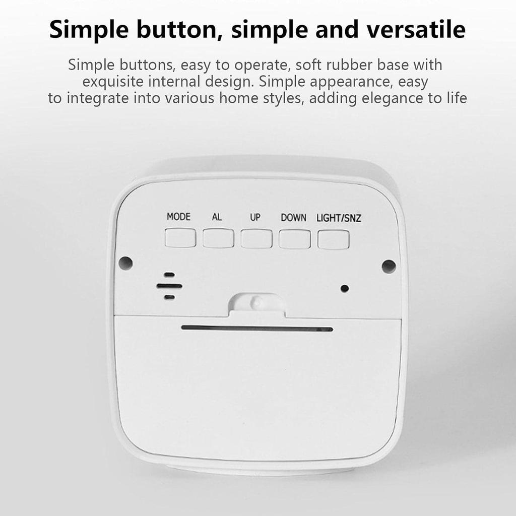 Ceas cu alarmă digital Ceas de noptieră cu lumină de noapte, afișaj pentru temperatură și umiditate, control vocal