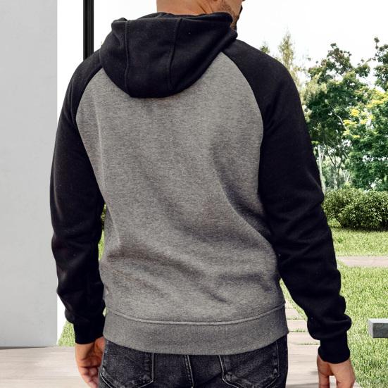 Herre Raglanermet Hettegenser Casual Pullover Hettegenser Atletisk Hettegenser med Kengurulomme Snøring for Gym Streetwear