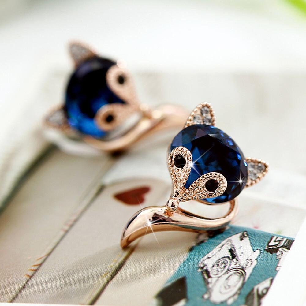 Fox Cubic Zirconia 925 Silver Stud Earrings Women Animal Jewelry Gifts A Pair
