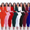 Completo da donna Tuta Manica Lunga Volant Blazer Pantaloni a Sigaretta Abito Set Due Pezzi Outfit da Signora da Ufficio Uniforme Taglia Plus