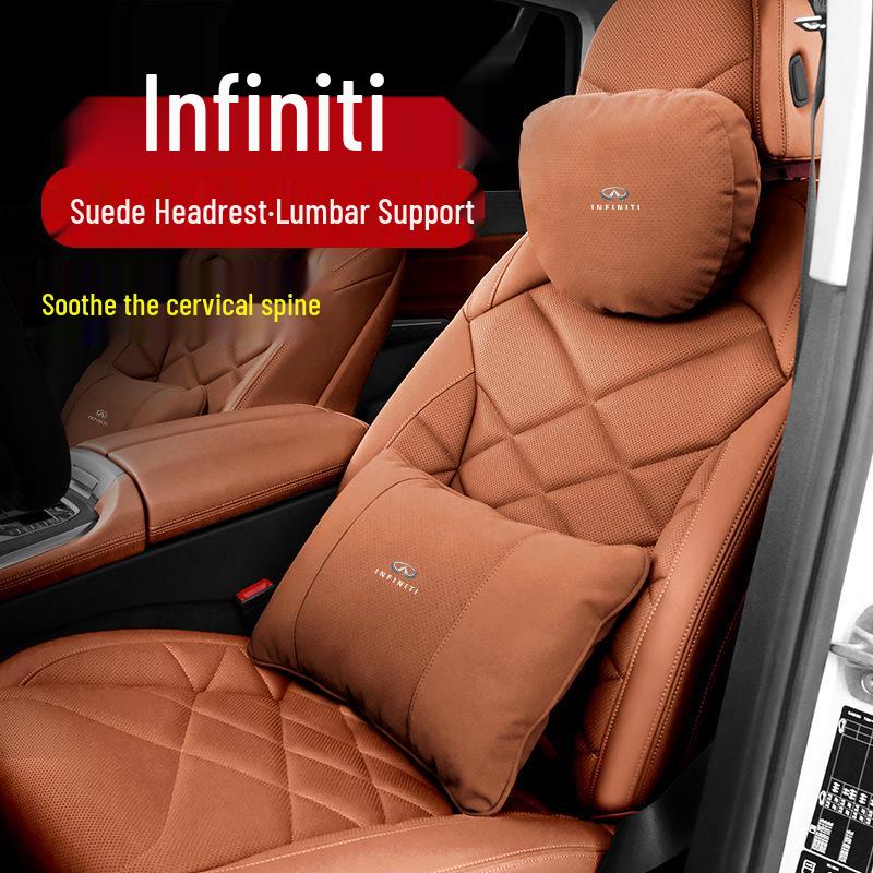 Infiniti Q50L/Q70/QX50/Maybach Suede Neck Pillow & Lumbar Support Headrest