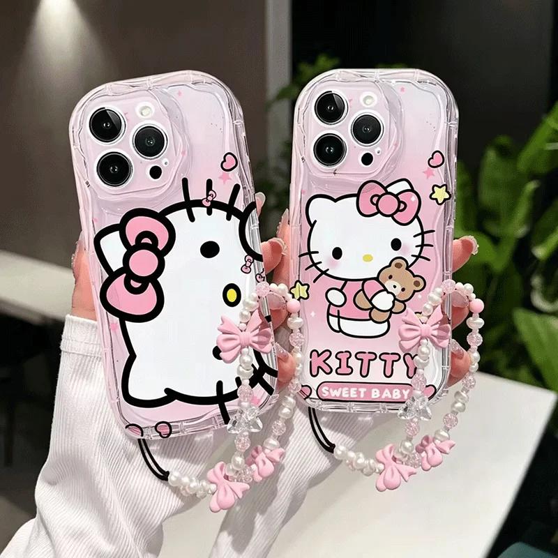 Sanrio Hello Kitty Chain Casing For Xiaomi Redmi Note 15 Pro 5G 15C 15 14C 13C Note 14 13 12 Pro Plus A7 Pro 5G Cute Clear Case