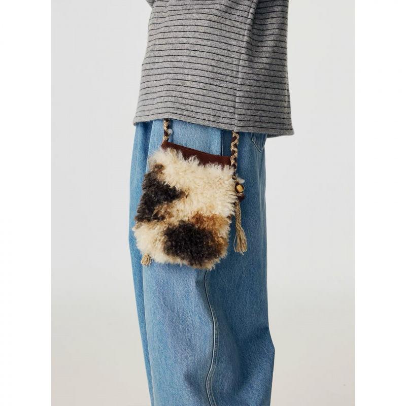 

Fluffy Lamb Wool Shoulder Bag Deer Pattern Crossbody Bags for Women Small Phone Flap Purses and Handbags Designer Women s Bag