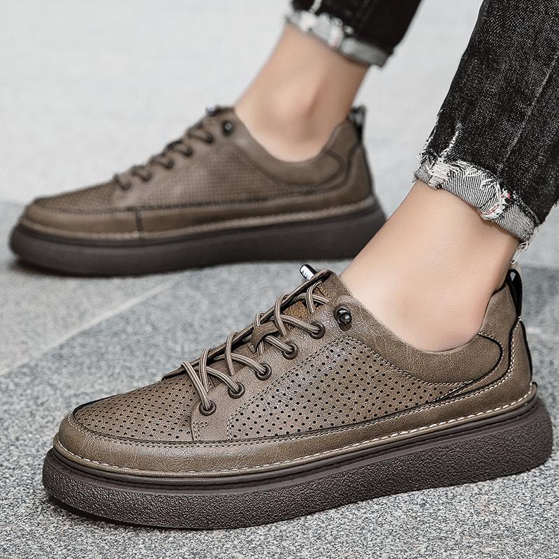 New High Quality Men's Shoes Genuine Leather Lace-up Oxford Shoes Brand Business Men Casual Shoes Handmade Skateboard Shoes