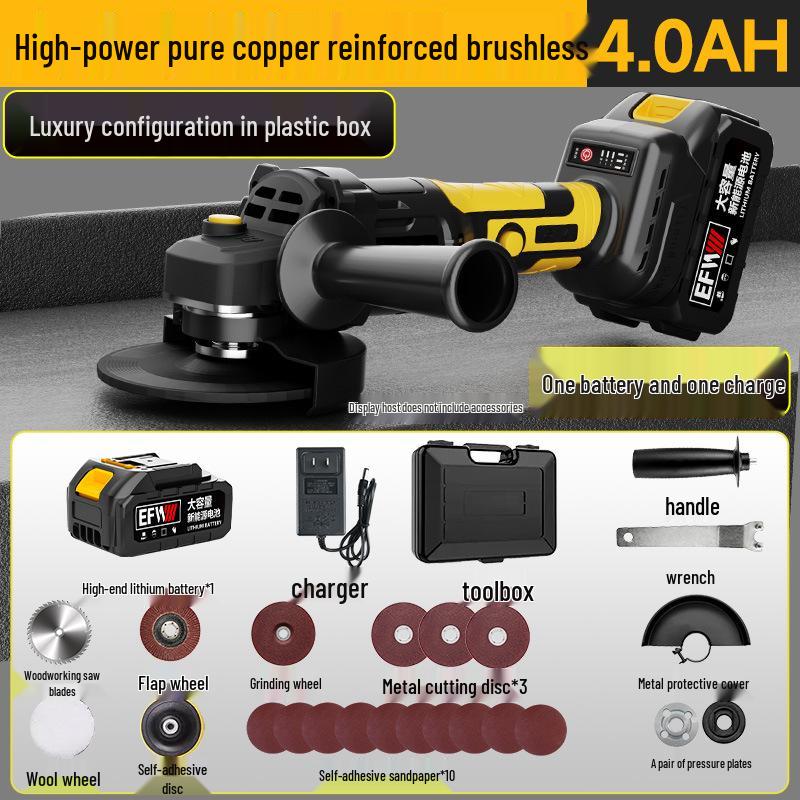 High-Power Brushless Cordless Angle Grinder: Multi-functional Lithium Battery Cutting & Polishing Tool