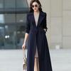 2025 Women's British Style Black Trench Coat - Elegant, Long, Over-the-Knee Spring/Autumn Fashion