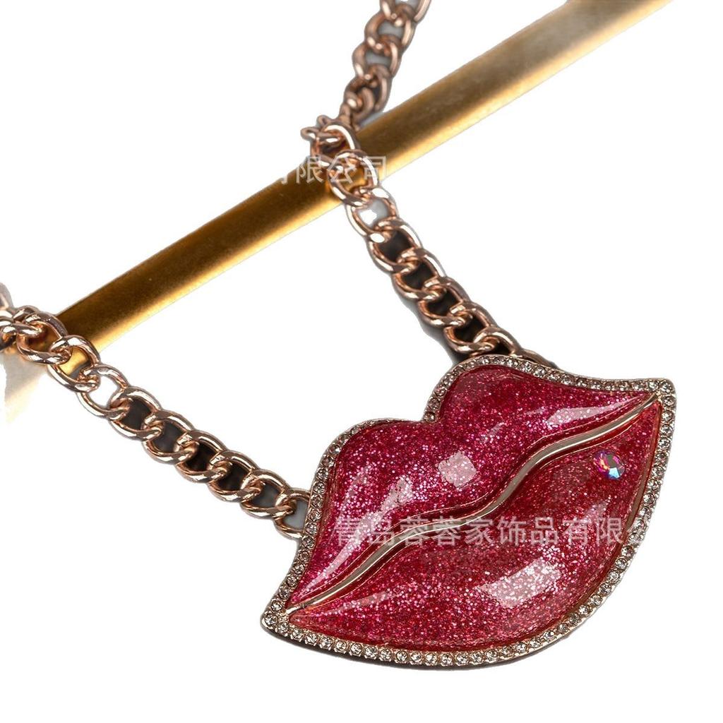 Hot Return Unique Product Sexy Red Lip Necklace Vintage Light Luxury Niche High-end Feeling