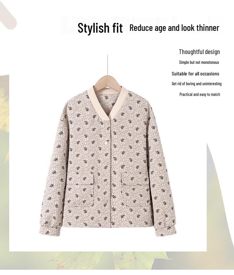 Spring Fashion Print Jacket for Middle-Aged Women 2025 - Trendy, Loose-Fit Design