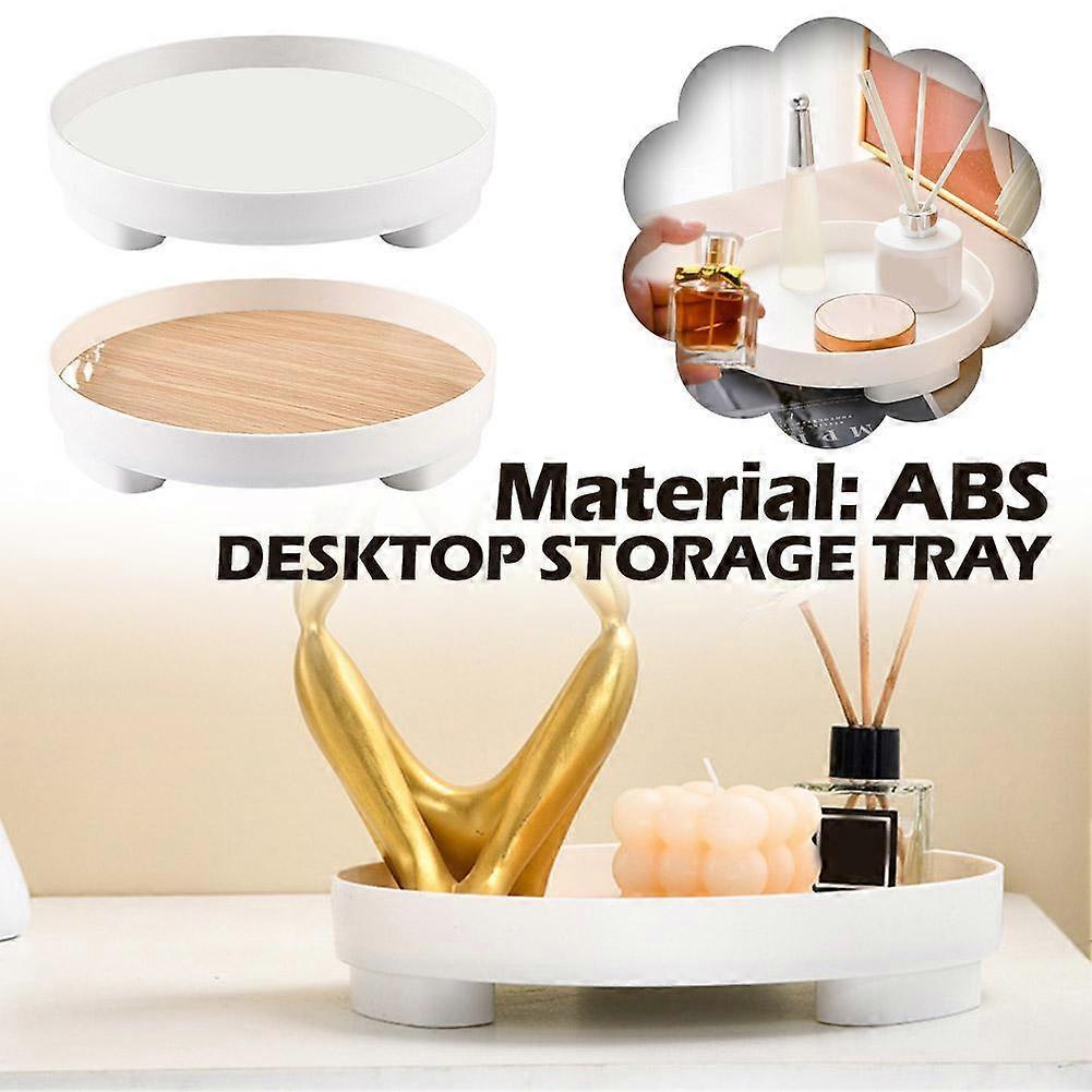 Desktop Storage Tray 23x4.5cm - ABS Round Design Cosmetic Organizer Nordic Style