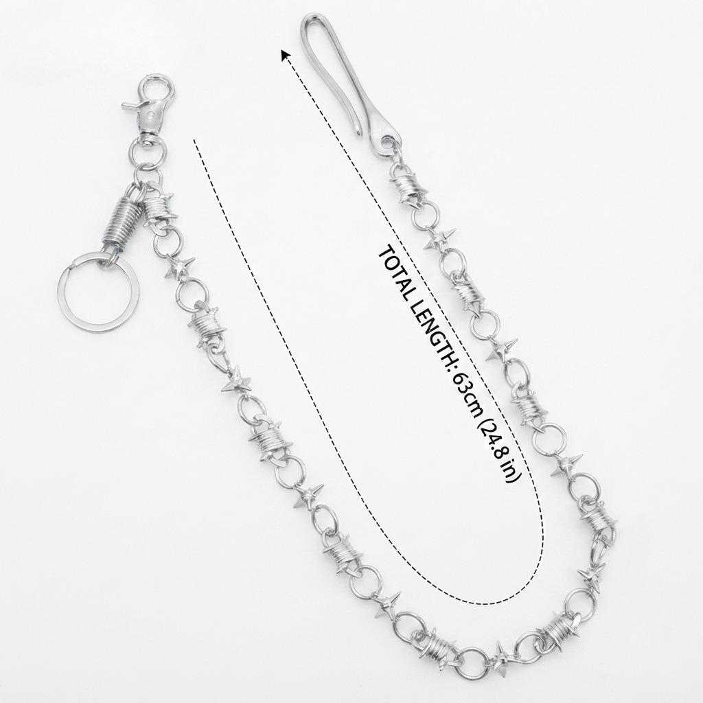 Accessories Hip Hop Single Layer Spike Metal Trouser Chain Accessories Men's and Women's Trendy Cool Waist Chain