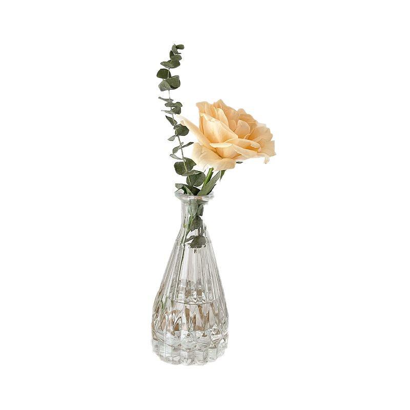 Retro Embossed Transparent Glass Vase: French-Inspired Luxury Home Decor for Living Room