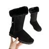 Medium boots women's new velvet thickened warm versatile sleeve thick-soled cotton boots large size