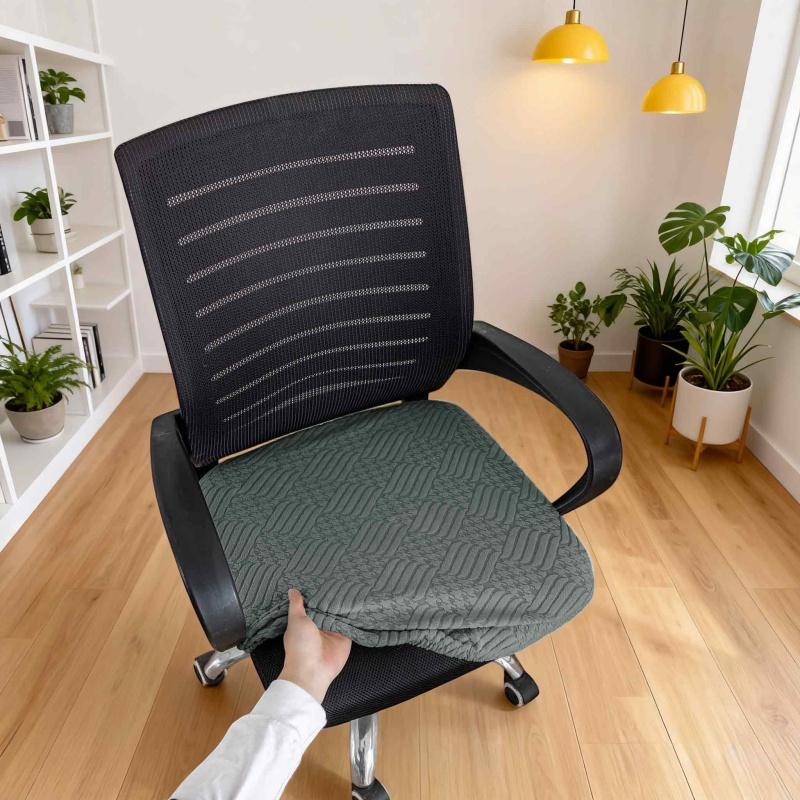 1PC Jacquard Chair Seat Cover Soft Touch Non-Slip Chair Cushion Pad Protector For Dining Room Office - Universal Size Fit