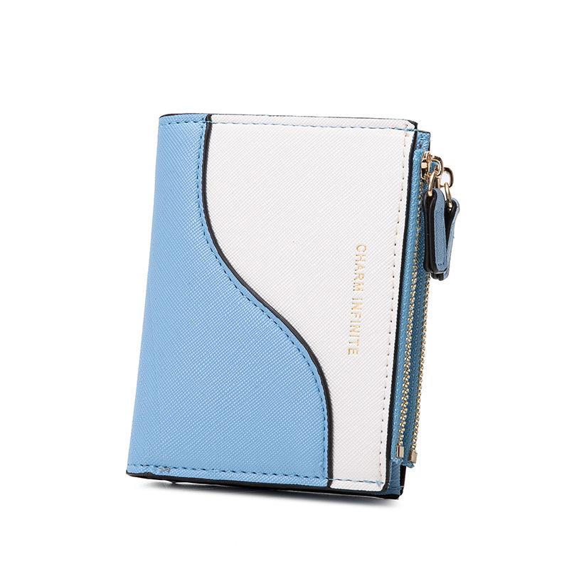 

Горячо продаваемый кошелек женский новый текстурированный с двойной молнией женский кошелек модный контрастный цвет короткий кошелек