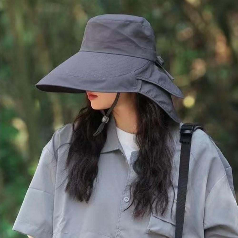 Korean Style Wide Brim Sun Hat Solid Color Women Bucket Hat Fashion Sun Protection Hat Outdoor