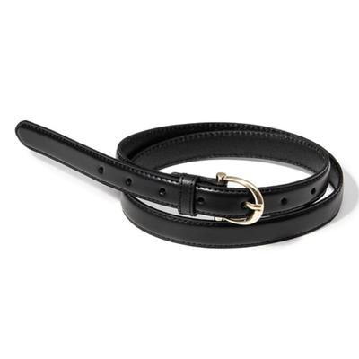 Halden (W) Chic Gold Bell Buckle Cowhide Leather Belt (T016_black)