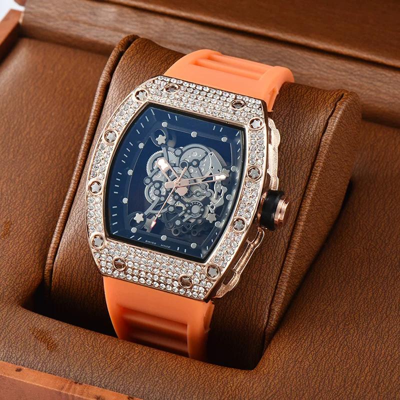 Precision Quartz Watch Barrel Watch New Arrival Hollow Personality Tiger Head Watch Diamond Trendy Best-Selling Men and Women Neutral