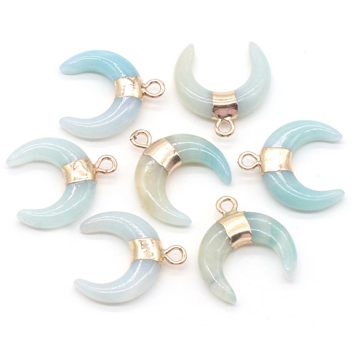 

Кулон из натуральных камней в форме луны, кристально чистый кварц, обсидиан, подвески для изготовления ювелирных изделий, ожерелье, серьги, аксессуары 15x18 мм 1Pc/15x18mm-Amazonite