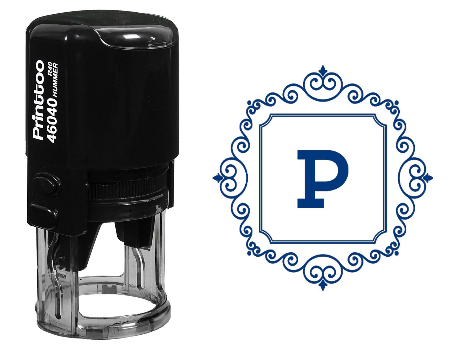 

Printtoo Square Swirl Border P Alphabet Monogram Initial R-40 Self Inking Rubber Stamp Office 30 mm Diameter (Approx) синій