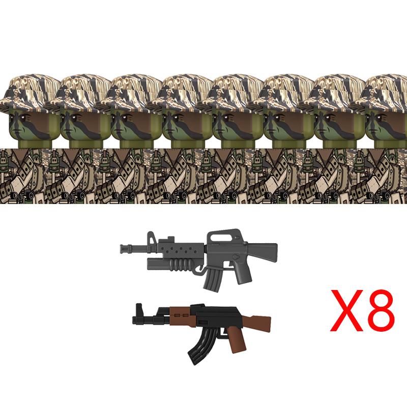 MOC WO2 De Vietnamoorlog Militaire Soldaten Bouwstenen Vietnamees-Amerikaanse Leger Infanterie Helmen Wapens Blokken Speelgoed Jongens