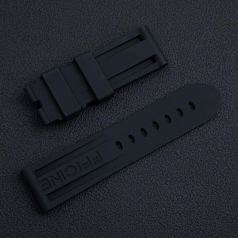 

22mm 24mm Soft Quality Waterproof Diving Rubber Watchband Green Black Red Blue Orange Yellow White For Panerai Strap Pin Buckle 22-20mm&Gold Buckle