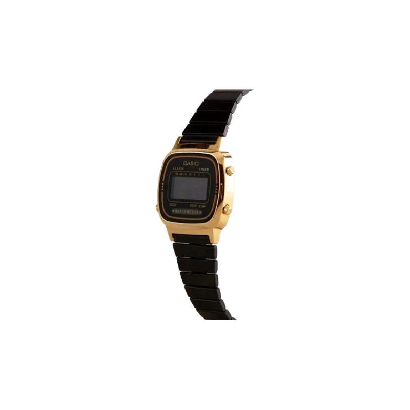 Casio YOUTH series-metal small squares, fashionable retro trendy liquid crystal display gold plate, waterproof, quartz movement, LA670WEGB-1B