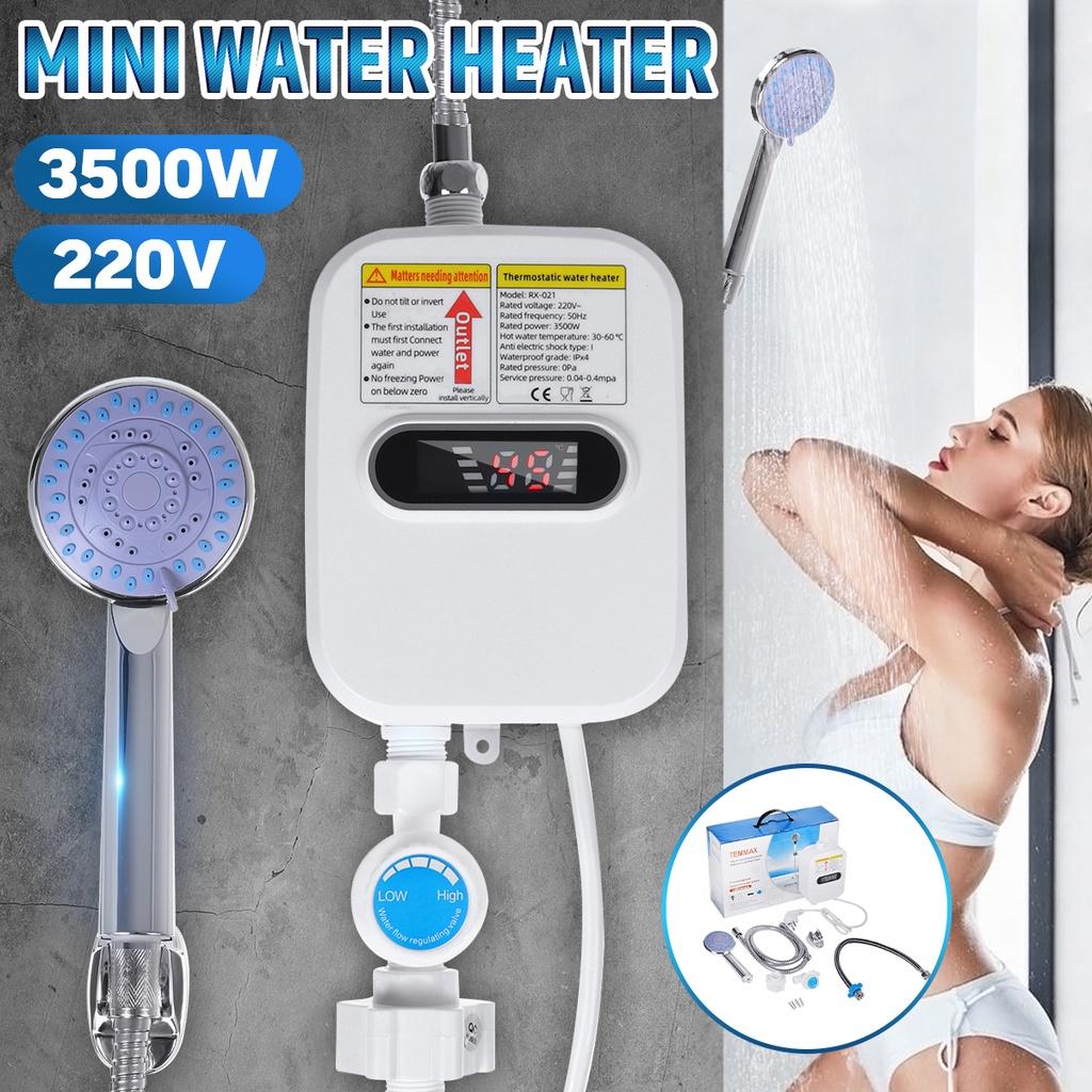 10A Electric Tankless Mini Instant Hot Water Heater Kitchen Faucet Tap Heating 3 Seconds Instant Heating LCD Display 3500W