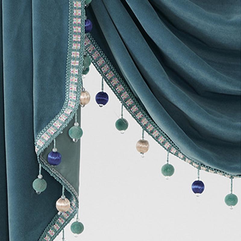 European Style Tassel Valance Velvet Short Curtain Double Wave Curtain Head Pelmet Living Room Bedroom Hotel Windows Swag