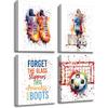 Framed Soccer Canvas Art Prints,Graffiti Canvas Wall Art Framed Art Soccer Shoes Room Decor,Colorful Soccer Art for Girls Room Decor,Girls Bedroom