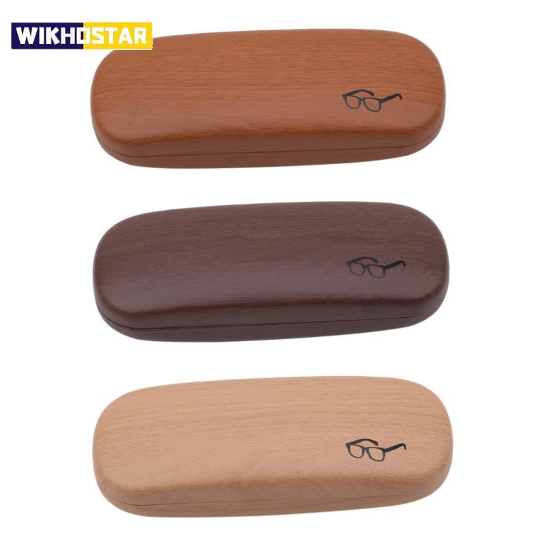 High Quality Wood Grain Hard Kit Holder Metal Reading Glasses Case For Men And Women PU Leather Eyeglass Box