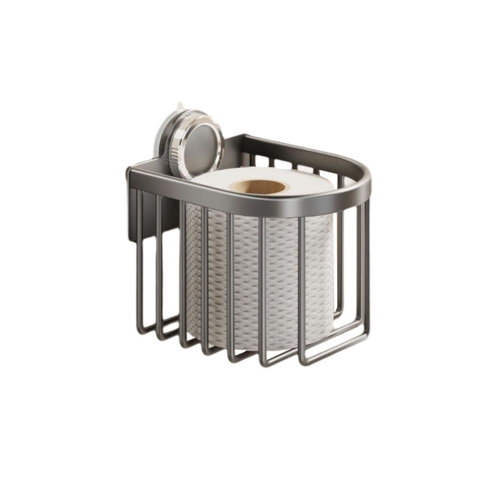 

Non Perforated Wall Mounted Storage Rack Suction Cups Tissue Roll Dispenser Kitchen Grey Circular