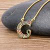 New Arrival Fashion Special Custom Design 26 Initial Letters Necklace Copper CZ Rainbow Pendant Best Family Name Jewelry Gift