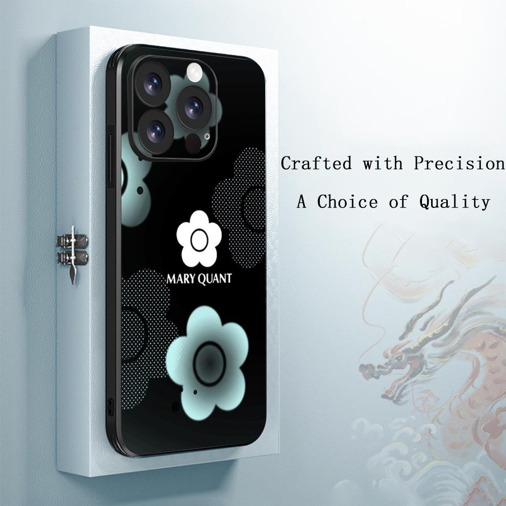 Japan art Mary quant fashion flower Phone Case For iPhone 17 16 e 15 14 13 12 Plus Mini Pro Max Soft black Shockproof Cover