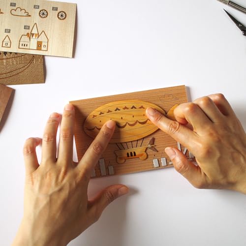 KINOWA "Airship" Wood-Paper-Art Original Handmade Kit Vehicle Made in Japan