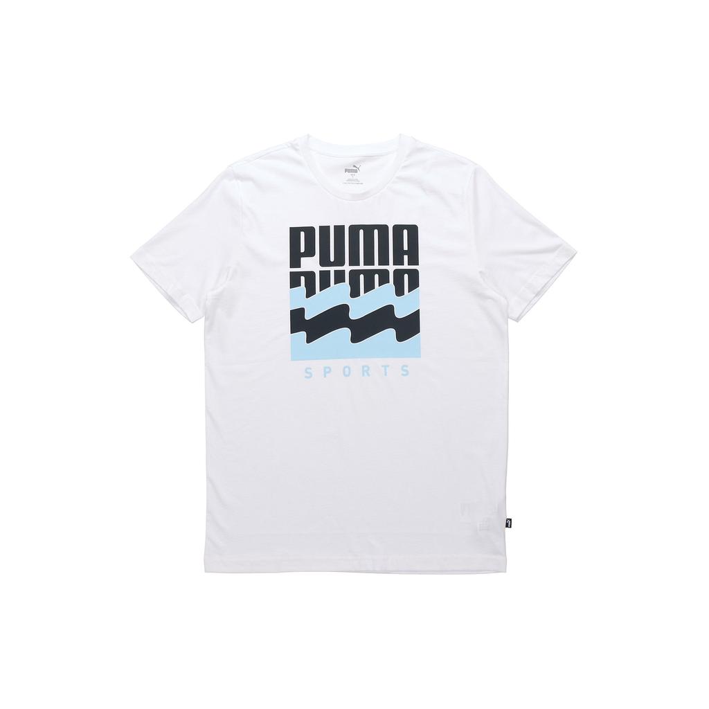 Puma Summer Graphic Short Sleeve T-Shirt With Large Logo Print Men Tops White 583875-02