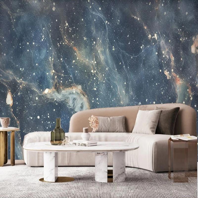Modern Fashion Starry Blue Marble Wallpaper Living Room TV Sofa Bedroom Blue Background Wall Decor Papel De Parede 3D Murals