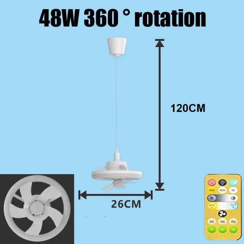 Ventilator de tavan 60W E27 cu lumină led și telecomandă 360 ° rotație de răcire ventilator electric lampă candelabru pentru decorarea camerei