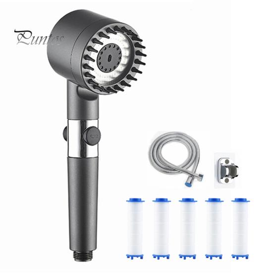 

Душевая головка с турбофильтром и шлангом, высокая производительность давления, усовершенствованная система фильтрации, регулируемые режимы потока воды, душевая головка 1 Set
