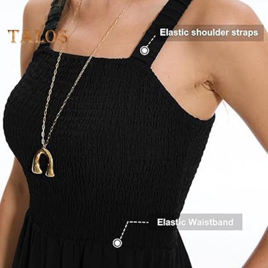 Monos de verano sin mangas para mujer, pantalones de pierna ancha y cintura alta, mono holgado de una pieza con bolsillos y cuello cuadrado.