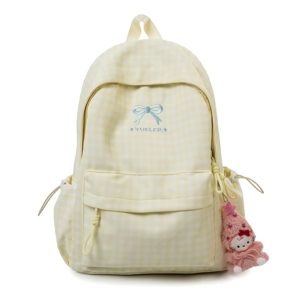 Schoolbag1011 spring new product fresh plaid outdoor backpack fashionable cute bow girl heart student schoolbag