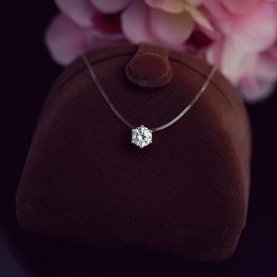 Modny Przezroczysty Niewidoczny Naszyjnik z Wisiorkiem z Cyrkonii Kobiety Nowa Biżuteria Bijoux Elegancki Pasujący do Wszystkiego