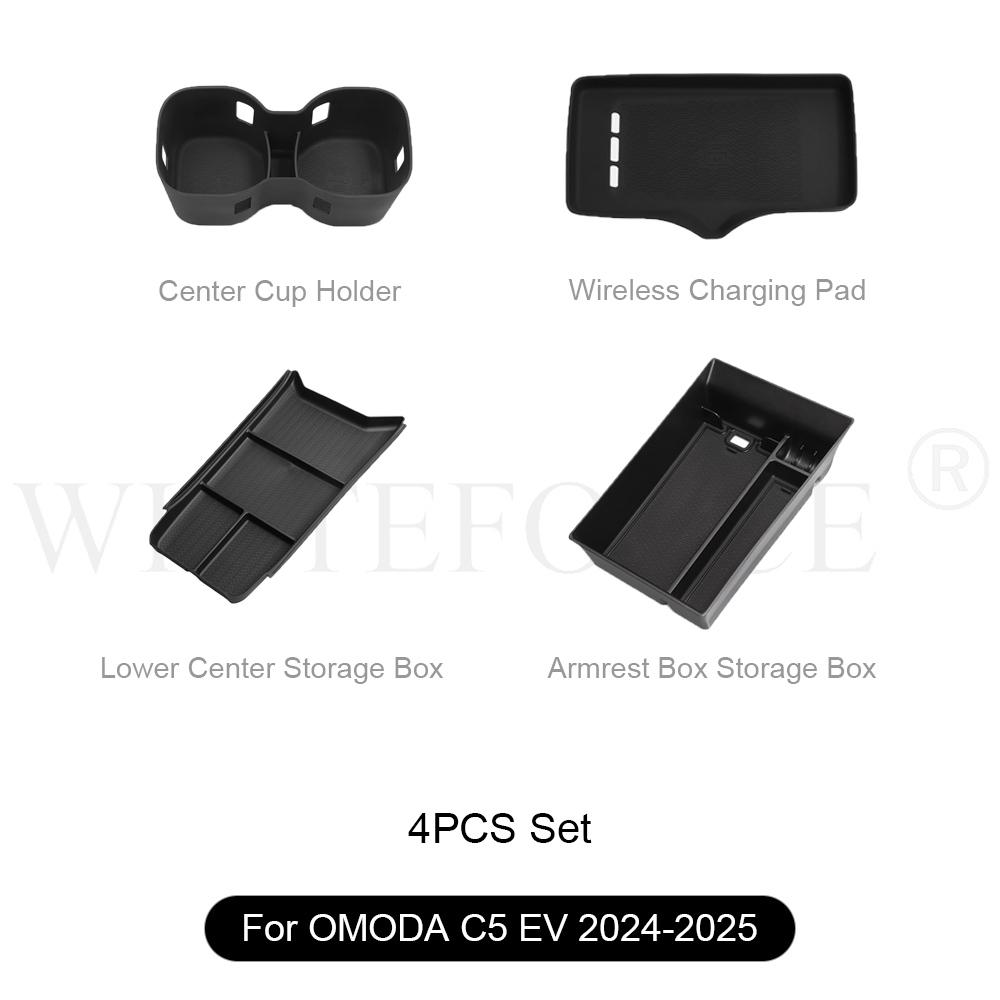 For Chery OMODA C5 EV 2024-2025 Center Wireless Charging Pad Non-slip Central Control Lower Storage Box Armrest Organizing Box