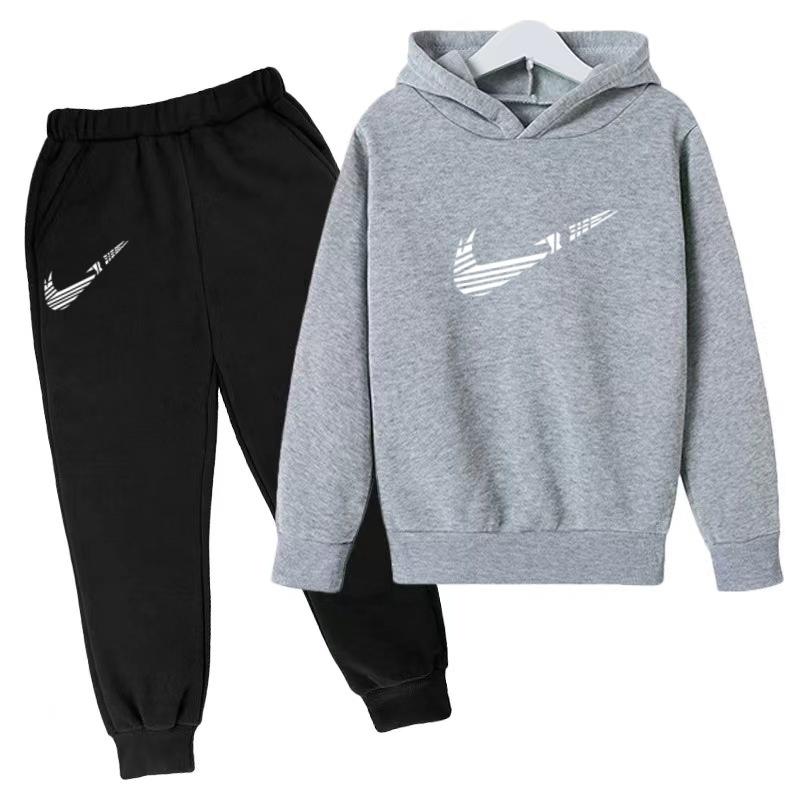 2026 Children Hoodie Letters Sports Pullover3-13Yrs Coat Sweatshirt+Pants -piece Set Boy Girl Toddler Clothes Fashion Set