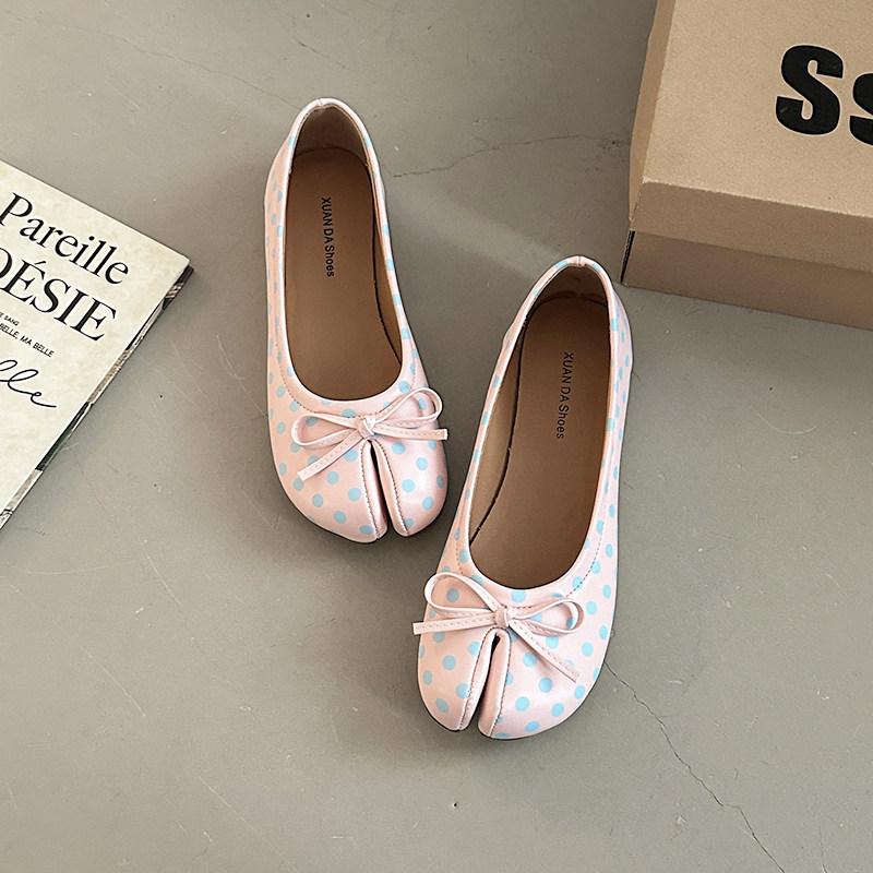 Flache Tabi Ninja Sommerschuhe mit Schleife Zehenschuhe Hufschuhe Damen Damen Bequeme Mokassins mit geteilter Zehe Loafer